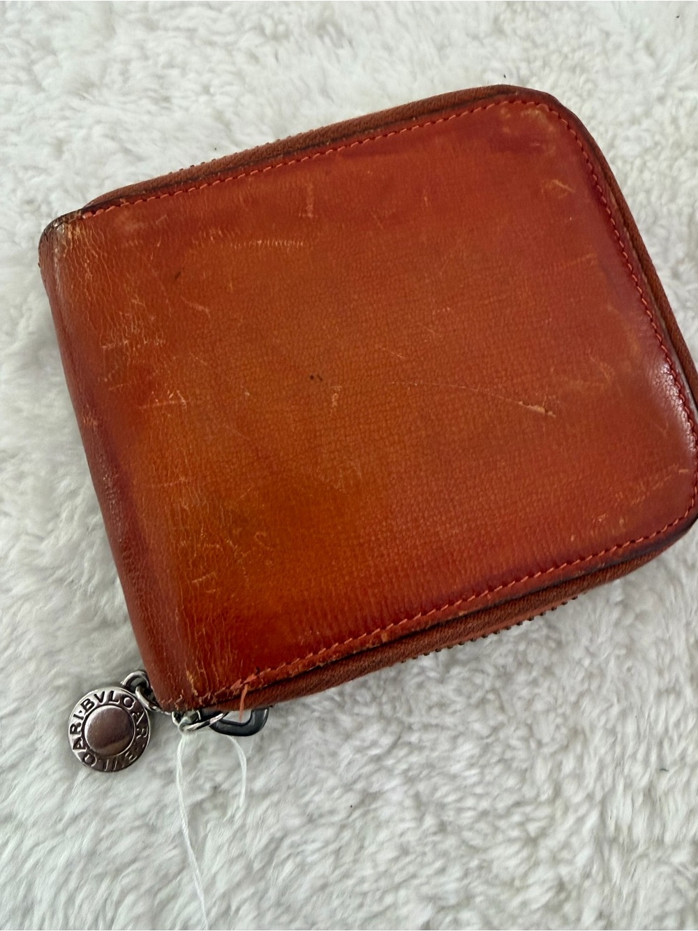 BVLGARI orange  Zip Around Leather Wallet